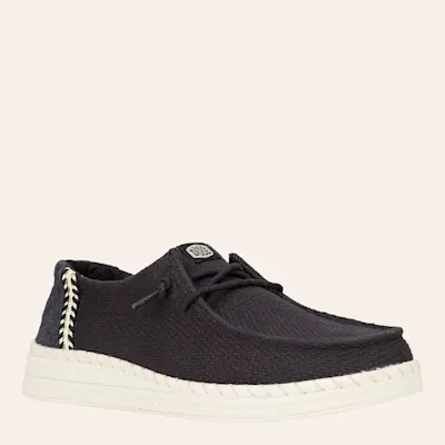 Hey Dude Women's Wendy Black Espadrille Woven Moc Toe Casual Shoes