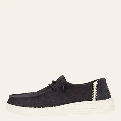 Hey Dude Women's Wendy Black Espadrille Woven Moc Toe Casual Shoes