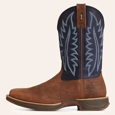Durango Men's Rebel Ultra-Lite Bay Cognac & Sapphire Blue Wide Square Toe Work Boots
