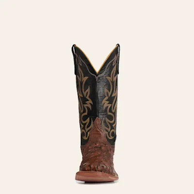 Anderson Bean Dark Brown Full Quill Ostrich & Black Cutter Toe Boots