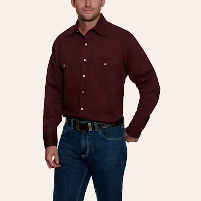 Cowboy Workwear WorkFlex Men's Burgundy Long Sleeve Work Shirt