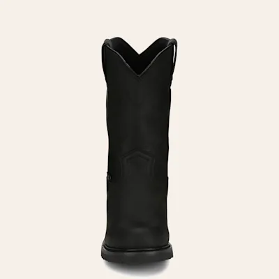 Justin Men's Black Waterproof Round Steel Toe Work Boots
