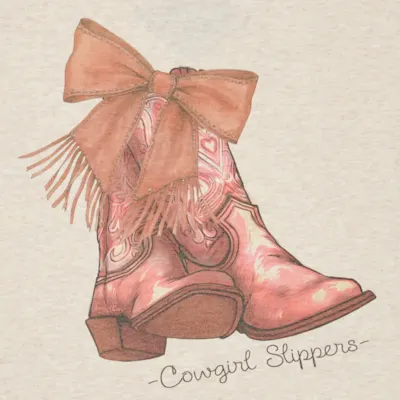 Twisted Filly Girls' Heather Ivory Cowgirl Slippers Graphic T-Shirt