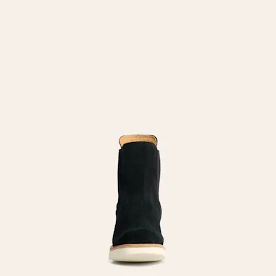 Anderson Bean Women's Macie Bean Black Suede Square Toe Wedge Booties