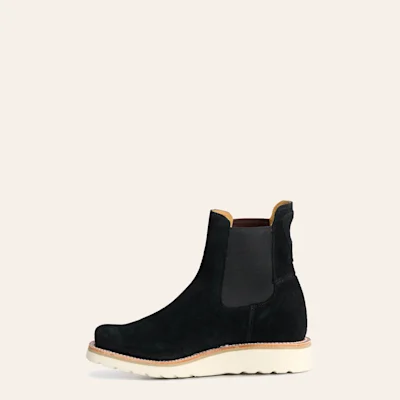 Anderson Bean Women's Macie Bean Black Suede Square Toe Wedge Booties
