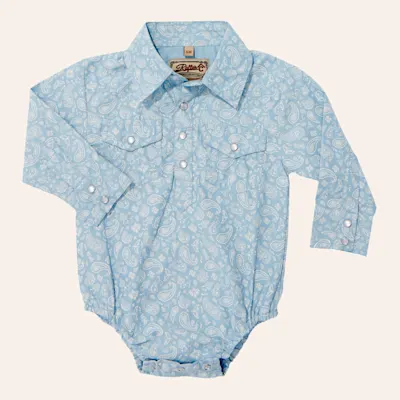 Rafter C Infant Boys' Blue Paisley Print Long Sleeve Onesie