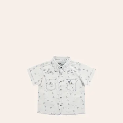 Cowboy Hardware Toddler Boy's Light Gray Branding Irons Pearl Snap Shirt