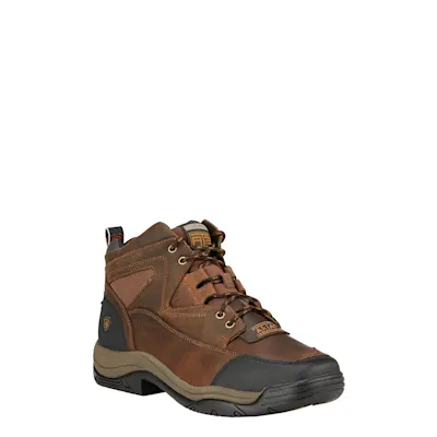 Ariat Men's Terrain Distressed Brown Wide Square Steel Toe Lace Up Work Boot