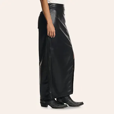 Panhandle Slim Women's Black Buckle Faux Leather Maxi Skirt 2 Panhandle Slim Women's Black Buckle Faux Leather Maxi Skirt