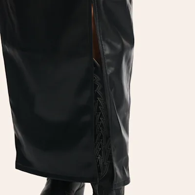 Panhandle Slim Women's Black Buckle Faux Leather Maxi Skirt 5 Panhandle Slim Women's Black Buckle Faux Leather Maxi Skirt