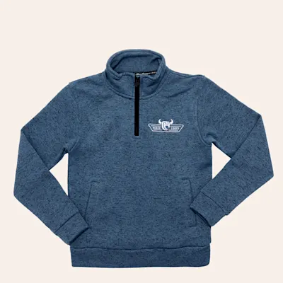 Cowboy Hardware Boys' Indigo Logo Embroidered Quarter Zip Fleece Jacket