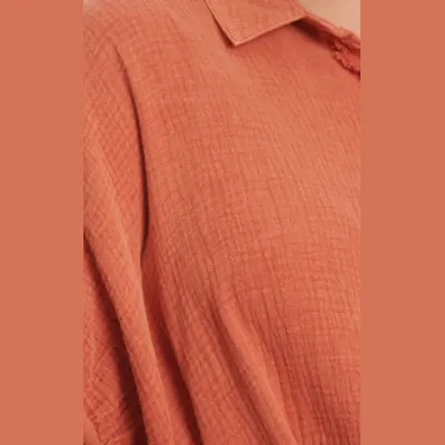 Umgee Women's Brick Mineral Washed Gauzy Top - Plus Sizes 3 Umgee Women's Brick Mineral Washed Gauzy Top - Plus Sizes