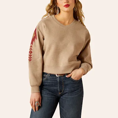 Ariat Women's Brown Aztec Embroidered Sweatshirt