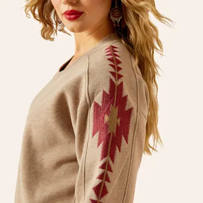 Ariat Women's Brown Aztec Embroidered Sweatshirt