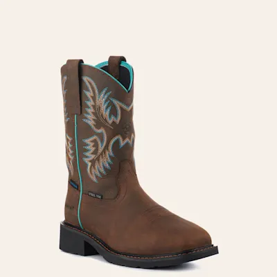 Ariat Women's Krista Dark Brown Waterproof Wide Square Steel Toe Work Boots