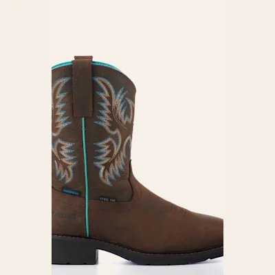 Ariat Women's Krista Dark Brown Waterproof Wide Square Steel Toe Work Boots