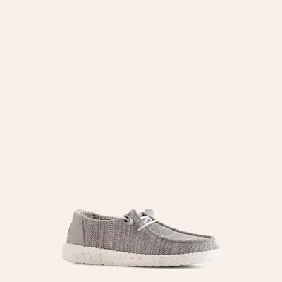 Hey Dude Women's Wendy Stretch Mesh Light Gray Moc Toe Lace Up Casual Shoes