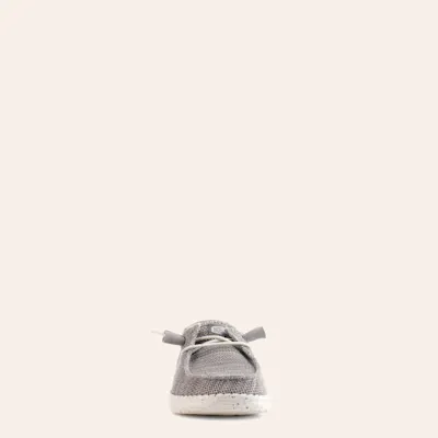Hey Dude Women's Wendy Stretch Mesh Light Gray Moc Toe Lace Up Casual Shoes