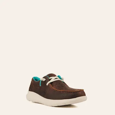 Ariat Women's Hilo Dark Brown Aztec Embossed Moc Toe Lace Up Casual Shoe