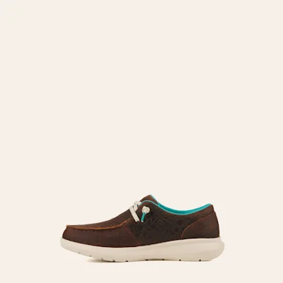 Ariat Women's Hilo Dark Brown Aztec Embossed Moc Toe Lace Up Casual Shoe