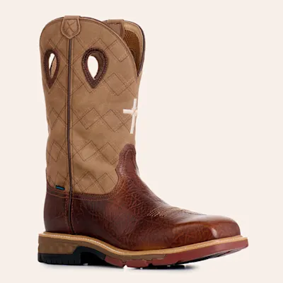 Twisted X Men's Rustic Brown & Lion Tan Waterproof Composite Wide Square Toe Work Boots