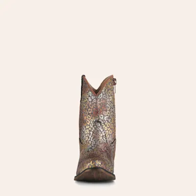Roper Toddler Riley Multi-Colored Leopard with Glitter Snip Toe Cowboy Boots
