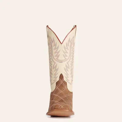 Anderson Bean Men's Horse Power Camel Crazy Horse Patchwork & Cream Wide Square Toe Cowboy Boots