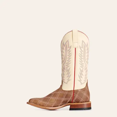 Anderson Bean Men's Horse Power Camel Crazy Horse Patchwork & Cream Wide Square Toe Cowboy Boots