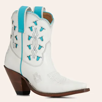 Besita Boots Women's Bright White & Turquoise Snip Toe Ankle Boots