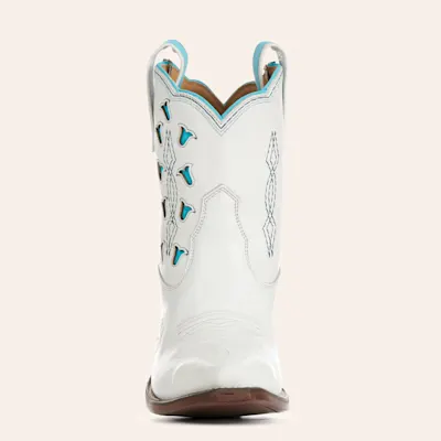 Besita Boots Women's Bright White & Turquoise Snip Toe Ankle Boots