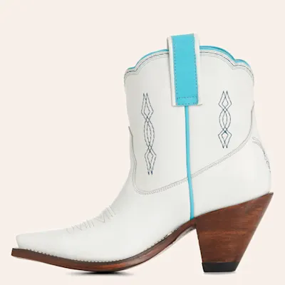 Besita Boots Women's Bright White & Turquoise Snip Toe Ankle Boots