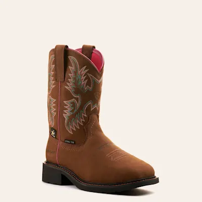Ariat Women's Krista Dark Brown Met Guard Wide Square Steel Toe Work Boots
