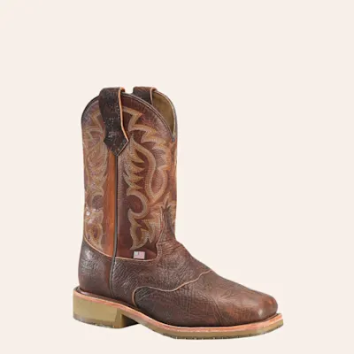 Double H Men's Cognac Bison Steel Wide Square Toe Work Boots