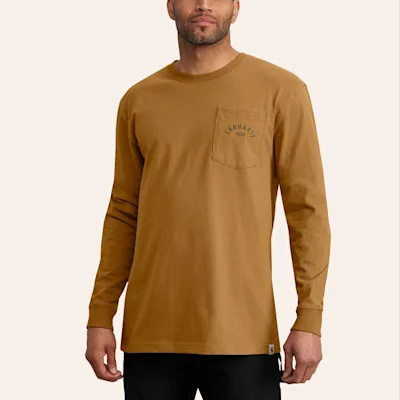 Carhartt Men's Loose Fit Heavyweight Brown Longhorn Graphic T-Shirt