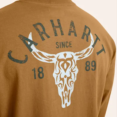 Carhartt Men's Loose Fit Heavyweight Brown Longhorn Graphic T-Shirt