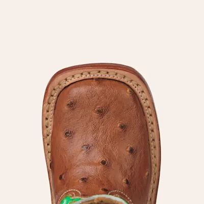 Roper Infant Buddy Neon Green and Cognac Ostrich Print Square Toe Cowboy Boots 7 Roper Infant Buddy Neon Green and Cognac Ostrich Print Square Toe Cowboy Boots