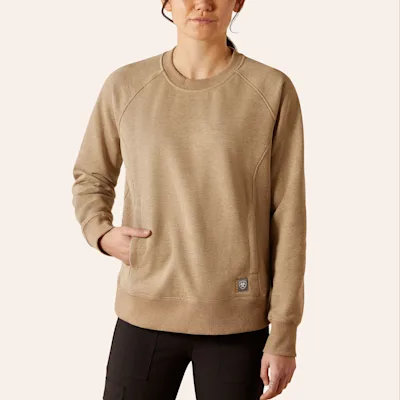 Ariat Women's Rebar Lightweight Fleece Oatmeal Heather Sweatshirt