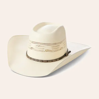 Cavender's Ranch Collection Ivory Bangora Straw Added Money Cowboy Hat