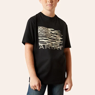 Ariat Boy's Black Freedom Flag Graphic T-Shirt