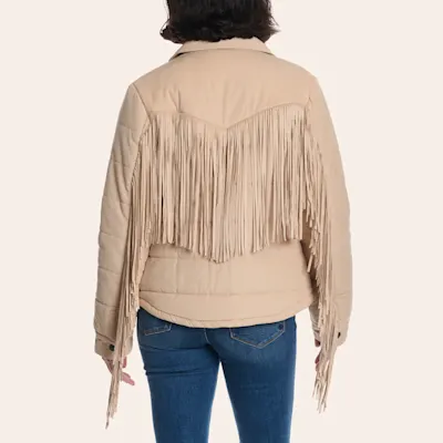 Cripple Creek Ranchwear Women's Ivory Quilted Fringe Jacket