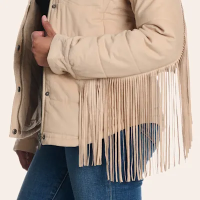 Cripple Creek Ranchwear Women's Ivory Quilted Fringe Jacket