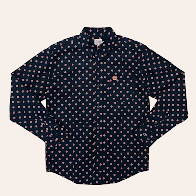 Cinch Boys' Navy & Orange Geo Print Long Sleeve Shirt