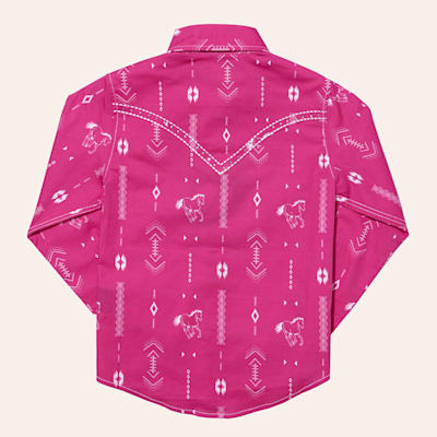 Cowgirl Hardware Girl's Dark Pink Aztec Horse Western Shirt