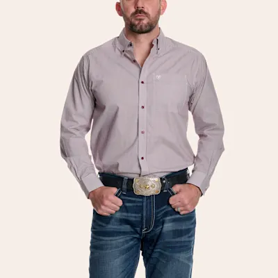 Ariat Men's Burgundy Stripe Print Western Shirt
