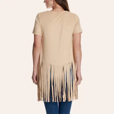 Cowgirl Hardware Women's Buck Faux Suede Fringe Top
