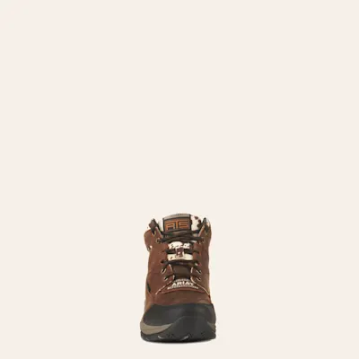 Ariat Women's Terrain Distressed Brown and Cow Print Waterproof Round Toe Lace Up Shoe