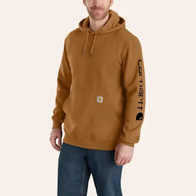 Carhartt Men's Caramel & Black Logo Graphic Sleeve Work Hoodie