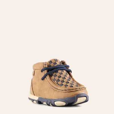 Twister Toddler Oliver Brown with Navy Basketweave Moc Toe Chukka Casual Shoe