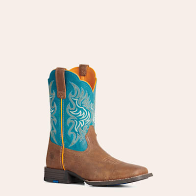 Ariat Youth Chestnut & Teal Wide Square Toe Cowboy Boots