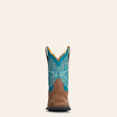 Ariat Youth Chestnut & Teal Wide Square Toe Cowboy Boots